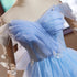 Blue Beaded A-line Tulle Knee Length Party Dress, Blue Tulle Homecoming Dress